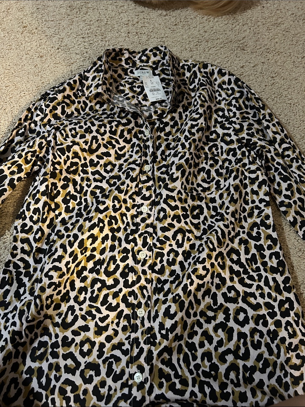 J. Crew Men’s Leopard Print Button-Down Shirt in Black and Tan